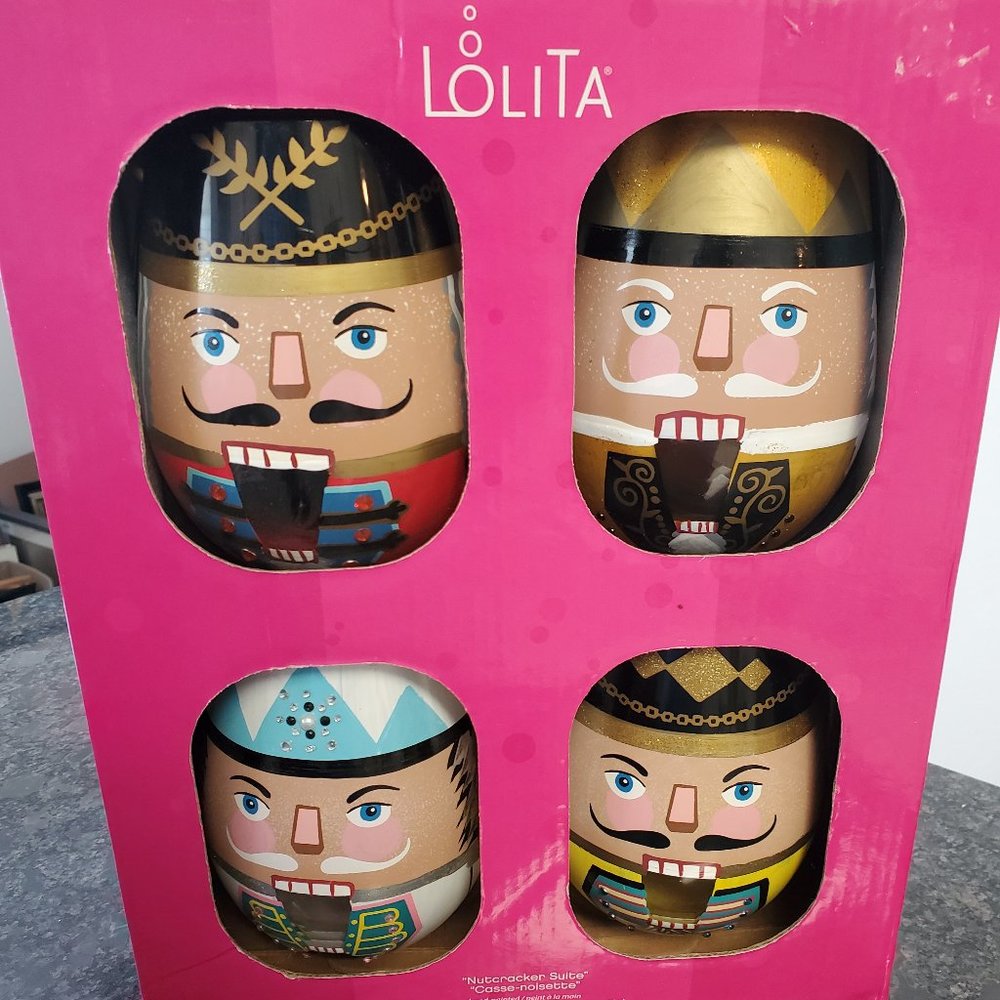Lolita "Nutcracker Suite" Set of Four Holiday Wineglasses